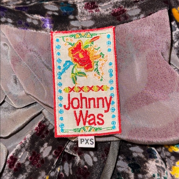 Johnny Was Size Petite Extra Small Velvet Kimono Wrap Jacket Floral Print Artsy - Picture 3 of 16